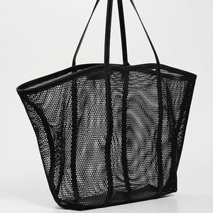 Custom Autumn Winter Summer Mesh Tote <b>Bag</b> Portable Fashion Handbags Suede Trim Black Women's <b>Large</b> <b>Shoulder</b> <b>Bags</b> Open Top Travel - Product Image 5