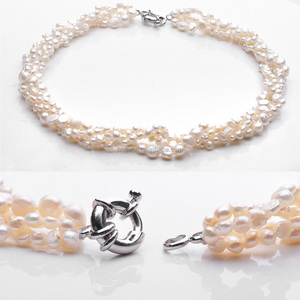 FPN69-collar de perlas para mujer, joyería de perlas blancas de agua dulce, collar trenzado de cuatro hebras - Product Image 3
