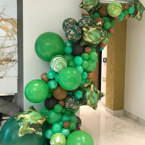 Feile Green Brown Dark Emerald Camouflage Metallic Gold Balloons Set for Camping <strong>Jungle</strong> <strong>Theme</strong> Army Birthday Baby Shower <strong>Party</strong> - Product Image 3