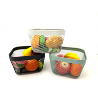 Panier de rangement carré en métal maillé, panier organisateur multicolore en fil métallique pour cuisine, salle de bain, garde-manger, fruits et collations