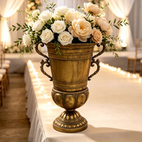 Macetero Decorativo Vintage en Forma de Trofeo de Metal Dorado con Asas, Florero Decorativo, Centro de Mesa para Bodas, Maceta para Exhibición Floral