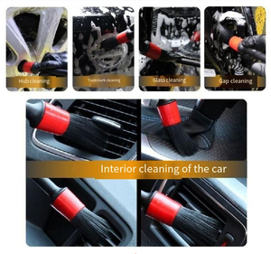 Logo personnalisé, vente directe d'usine ODM, ensemble de 5 brosses de <span class=keywords><strong>nettoyage</strong></span> de <span class=keywords><strong>voiture</strong></span> ultra-douces en PP, légères, noires - Product Image 6
