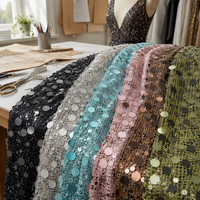 Grande et petite dentelle textile ronde brodée de paillettes, en maille ajourée, pour robes de femmes, sacs faits main, vêtements de scène, Tejido De Encaje
