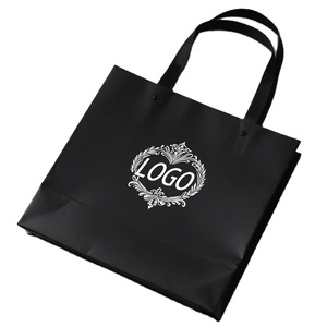 Nouveaux sacs shopping Pulida de luxe 2026 avec logo personnalisé estampé à chaud argenté, sacs <span class=keywords><strong>en</strong></span> <span class=keywords><strong>carton</strong></span> noir écologiques avec ruban pour promotions - Product Image 5