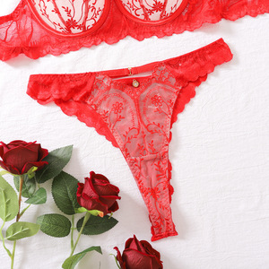 Nuovo Set di <span class=keywords><strong>Lingerie</strong></span> Sexy <span class=keywords><strong>Francese</strong></span> Personalizzato, Reggiseno e Mutandine Ricamati in Rete Trasparente, 2 Pezzi - Product Image 4