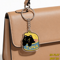 Porte-clés en acrylique chat noir mignon dans une boîte de thon, breloque gourmande pour clés et sacs, accessoire unique et fantaisiste pour les amateurs de chats et de fruits de mer