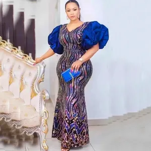 <span class=keywords><strong>Abiti</strong></span> <span class=keywords><strong>da</strong></span> Sposa Africani per Donne, Vestito Lungo <span class=keywords><strong>da</strong></span> <span class=keywords><strong>Sera</strong></span> con Maniche a Sbuffo e Paillettes, Abbigliamento Musulmano Marocchino Africano - Product Image 1
