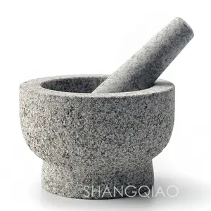 Hot Selling Factory Wholesale High Quality Natural Stone Herb and Spice Grinding Tool Granite Mortar and Pestle Set