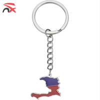 Porte-clés Souvenir en Alliage avec Pendentif Carte du Drapeau National d'Haïti, Vente en Gros Directe Usine Chine