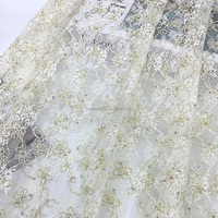 Le dernier tissu de fête de mariage maille Tulle luxe belle 2025 Design perlé élégant tissu de dentelle à paillettes