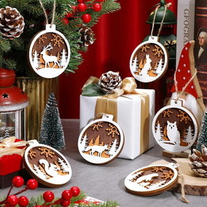 Pafu 12 piezas 3D hueco Reno madera colgante ornamento para Navidad granja rústico colgante conjunto - Product Image 5