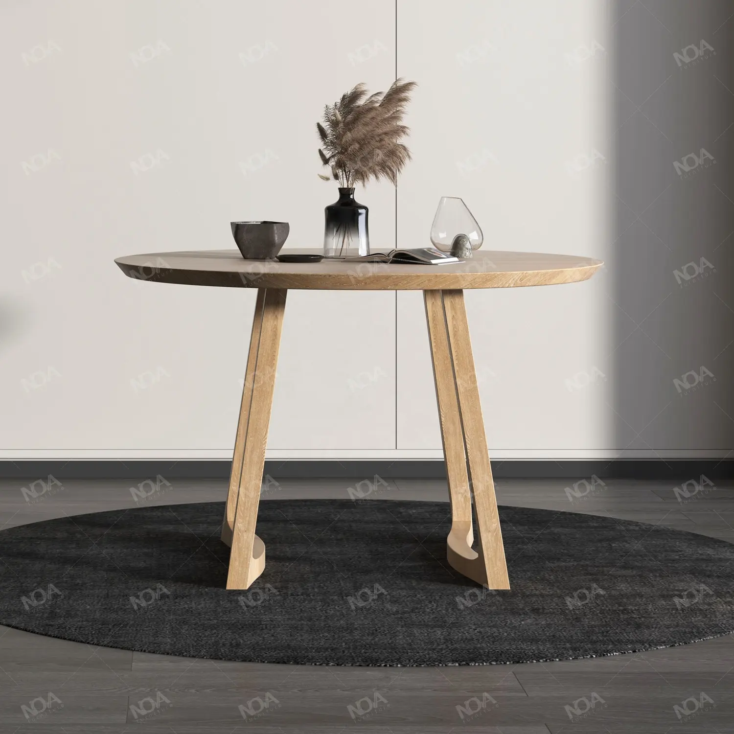 क्यू एंड एन फर्नीचर लक्जरी लकड़ी के गोल डाइनिंग रेस्तरां टेबल आधुनिक डिजाइन छोटी डाइनिंग टेबल 6 सीटर रेस्तरां टेबल
