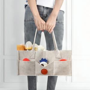 Organisateur de couches en feutre pour table à langer, panier de rangement pour la crèche avec poignée, adapté à l'intérieur et à l'extérieur - Product Image 4
