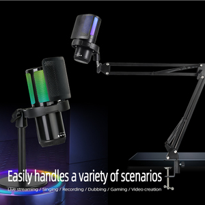 Ensemble de microphone à condensateur USB Green Audio avec support de bureau RGB à désactivation rapide et suspension antichoc pour PC, téléphone, streaming <span class=keywords><strong>YouTube</strong></span> -GAM-ZX798 - Product Image 3