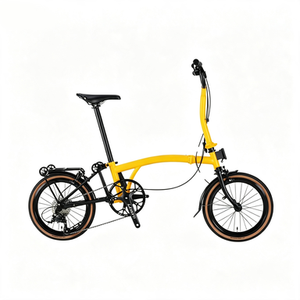 Vélo <span class=keywords><strong>pliable</strong></span> 16 pouces à trois plis, 9 vitesses, cadre en acier léger, frein en V, jante en alliage d'aluminium, guidon Y/M - Product Image 4