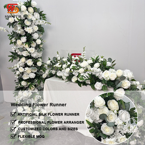 Personalizado hecho a mano blanco rosa verde hoja flor corredor suave evento boda cumpleaños fiesta decoración para el Día de San Valentín suave - Product Image 2