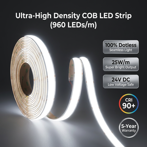 Tira de Luz LED COB Premium de 960 LED/m, 24V, 15mm de Ancho, Fuente de Luz Superficial Flexible para Iluminación Lineal - Product Image 5