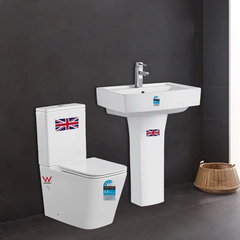 Armadio per l'acqua standard inglese completo di lavabo set di sanitari in ceramica di alta qualità wc in due pezzi