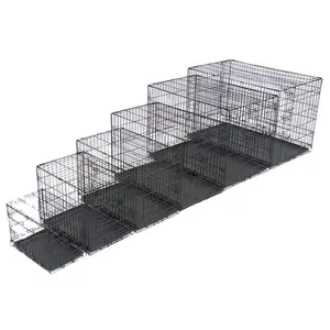 Dog Cage Metal Pet Cat Puppy Training Folding Crate Animal Transport With Tray