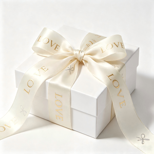 Ruban satin bleu clair 1-1/2 pouce avec texte doré imprimé, simple face, certifié OEKO-TEX, résistant au rétrécissement, pour cadeaux - Product Image 4