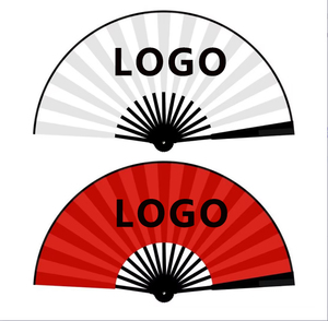 Wholesale Custom Logo Bamboo Crafts Folding Fabric Logo for Man Hand Fan Big Fan