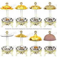 Grenzüberschreitender goldener Luxus-Chafing Dish, rund, unbeschichtet, zum Aufhängen, 8L, für Buffet, Hotel, Restaurant, Bankett, Speisenwärmer