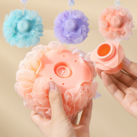 Bola Pancuran PE warna ganda besar multifungsi, bola mandi bentuk bunga banyak warna, Eksfoliasi mandi Luffa Loofa loifa