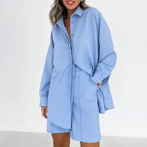 Fabricante Blazer para mujer, Conjuntos de ropa En stock Ropa de verano Conjunto de lino para mujer Envío gratis Conjunto de pantalones cortos para mujer/