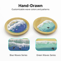 Ecologisch verantwoorde, handgegoten hars houten dienblad met kustgolfmotief, aangepaste logo voor strand souvenir & bruiloft cadeau, groothandel levering