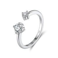 Anello a Pepita Impilabile Rinntin SMOR16 in Argento Sterling 925 con Moissanite da 0,5 carati Colore D, Anelli Piccoli Aperti per Gioielleria Fine