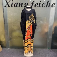 Robe d'été ample et décontractée à manches courtes, noire, style boubou ethnique, imprimé africain, grande taille pour femme, idéale pour les fêtes, la plage et les vacances