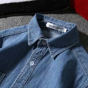 Primavera y otoño para <span class=keywords><strong>hombre</strong></span> moda niños camisas <span class=keywords><strong>de</strong></span> mezclilla Vintage manga larga suelta camisas <span class=keywords><strong>de</strong></span> vaquero para hombres - Product Image 6