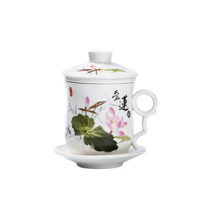 Tazza <span class=keywords><strong>da</strong></span> tè cinese Kung Fu dipinta a mano filtro in ceramica tazza <span class=keywords><strong>da</strong></span> tè blu e bianca in ceramica con coperchio 350ml - Product Image 2