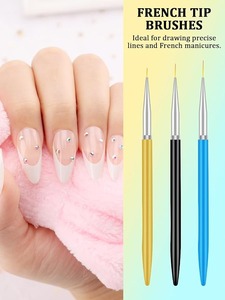 Kit de 28 pinceaux pour nail art, stylos à double embout pour points, ensemble de stylos de manucure avec autocollants, strass et ruban adhésif pour salon et DIY - Product Image 3