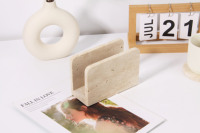 Boîte à mouchoirs en travertin beige, design en pierre naturelle, élégante, durable, stylée, VSTONE, décoration de table à manger, maison, cuisine, restaurants, cafés