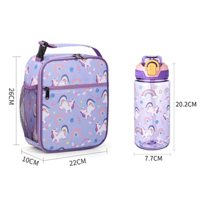ชุดกล่อง<span class=keywords><strong>อาหาร</strong></span><span class=keywords><strong>กลางวัน</strong></span>กันน้ำรั่วพร้อมกระเป๋า, ขวดน้ำสำหรับเด็ก, กระเป๋าเก็บความเย็นแบบสองช่องสำหรับเด็กวัยหัดเดิน เด็กผู้หญิง ไปโรงเรียน - Product Image 3
