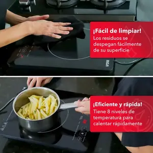 RCA RC-12A3 Electric <b>Induction</b> <b>Cooker</b> Black Glass Hotpot with Knob Control for Household Restaurant and RV Use AU/US Plug - Product Image 1