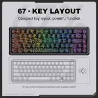 Clavier mécanique filaire de jeu ONIKUMA G67 RGB USB-C à interrupteurs magnétiques, déclenchement rapide, 8KHz, inclinaison réglable, connecteur