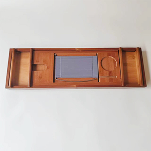 Venta caliente naturaleza bambú madera extensible antideslizante bañera <span class=keywords><strong>Caddy</strong></span> bandeja para baño Spa experiencia - Product Image 4