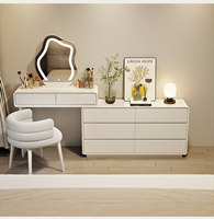 Table de maquillage avec miroir éclairé en gros, 80*40*75cm, bois massif, multi-tiroirs, pour chambre à coucher, hôtel/boutique, commande en gros