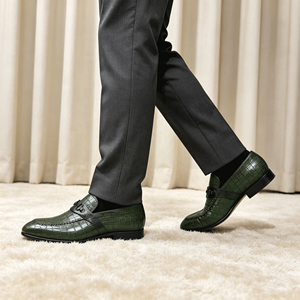 <span class=keywords><strong>Mocasines</strong></span> Premium Verdes con Estampado de Cocodrilo, Zapatos de Vestir Formales de Cuero Transpirables para Hombre, Zapatos Formales Casuales de Negocios - Product Image 6