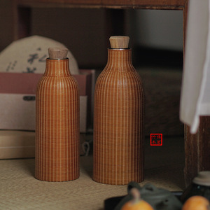 Bamboo Woven Thermos Handmade Insulated Kettle With Porcelain Clasp Portable Travel <b>Gift</b> <b>Box</b> Anji Origin Small <b>Large</b> Size - Product Image 1
