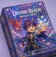 Jeu de cartes de tarot et d'oracle personnalisées KingCards, imprimées sur papier, avec logo estampé à chaud, livret et emballage en velours sur mesure pour jeux