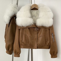 Winter Damen Short Outwear mit echtem Fox Pelz kragen Wildleder Pelz Integrierter Daunen futter