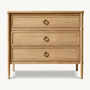 Comodino in Legno <span class=keywords><strong>a</strong></span> 3 Cassetti in Stile Moderno Mid-Century, Mobiletto Chiuso da Camera da Letto per Arredamento Casa - Product Image 2