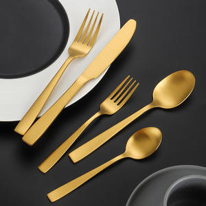 Juego de cubiertos de acero inoxidable de 5 piezas con mango cuadrado y revestimiento de titanio, duradero, para cocina occidental, uso doméstico y hotelero - Product Image 2