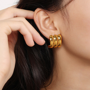 Geometric <b>Stud</b> Earrings Gold <b>Silver</b> Zinc Alloy Party Fashion Women's Earrings EH482 - Product Image 4