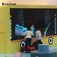 Parque Infantil Interior con Pared de Agua Virtual 3D, Juegos Interactivos Somatosensoriales con Pantalla Táctil Fluida, Estructura Metálica y Pantalla Grande
