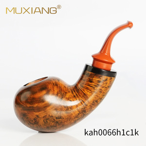Briarwood Root Burl Pipe Bent Type Flame Pattern Tobacco Pipe Smoking Pipe - Product Image 3