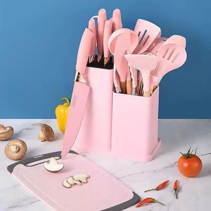 Newest 19-Piece Eco-Friendly <b>Silicone</b> Kitchen Utensil Set Wooden Handles Multifunction Non-Stick Heat Resistant Cooking <b>Tools</b> - Product Image 2